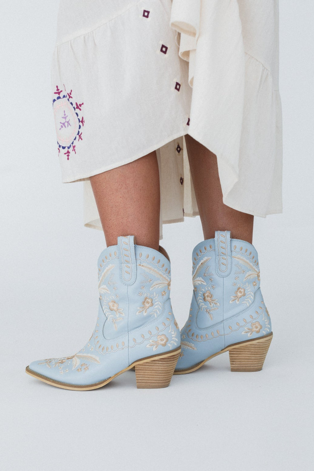 Dolly Embroidered Cowboy Boot - Blue - Pre Order