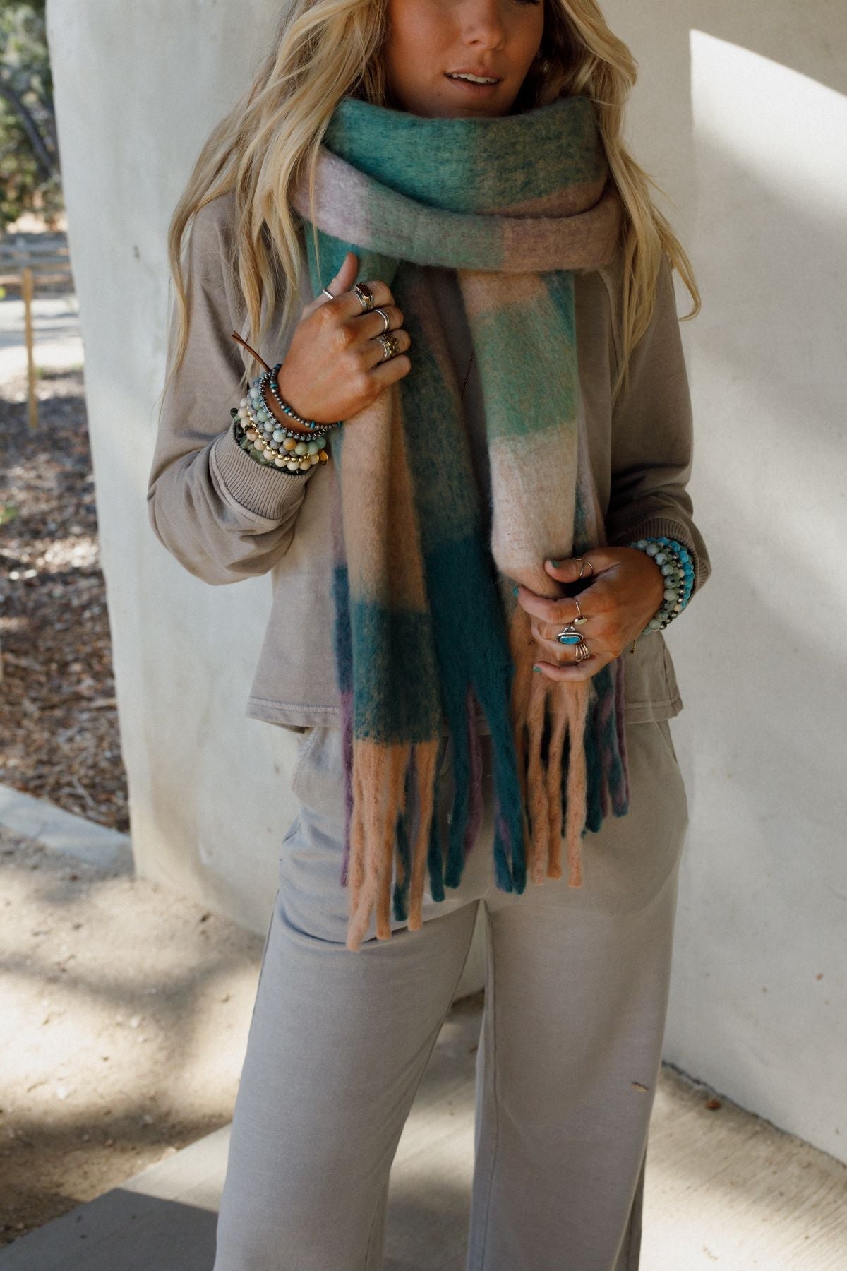 Everest Cozy Plaid Scarf - Green