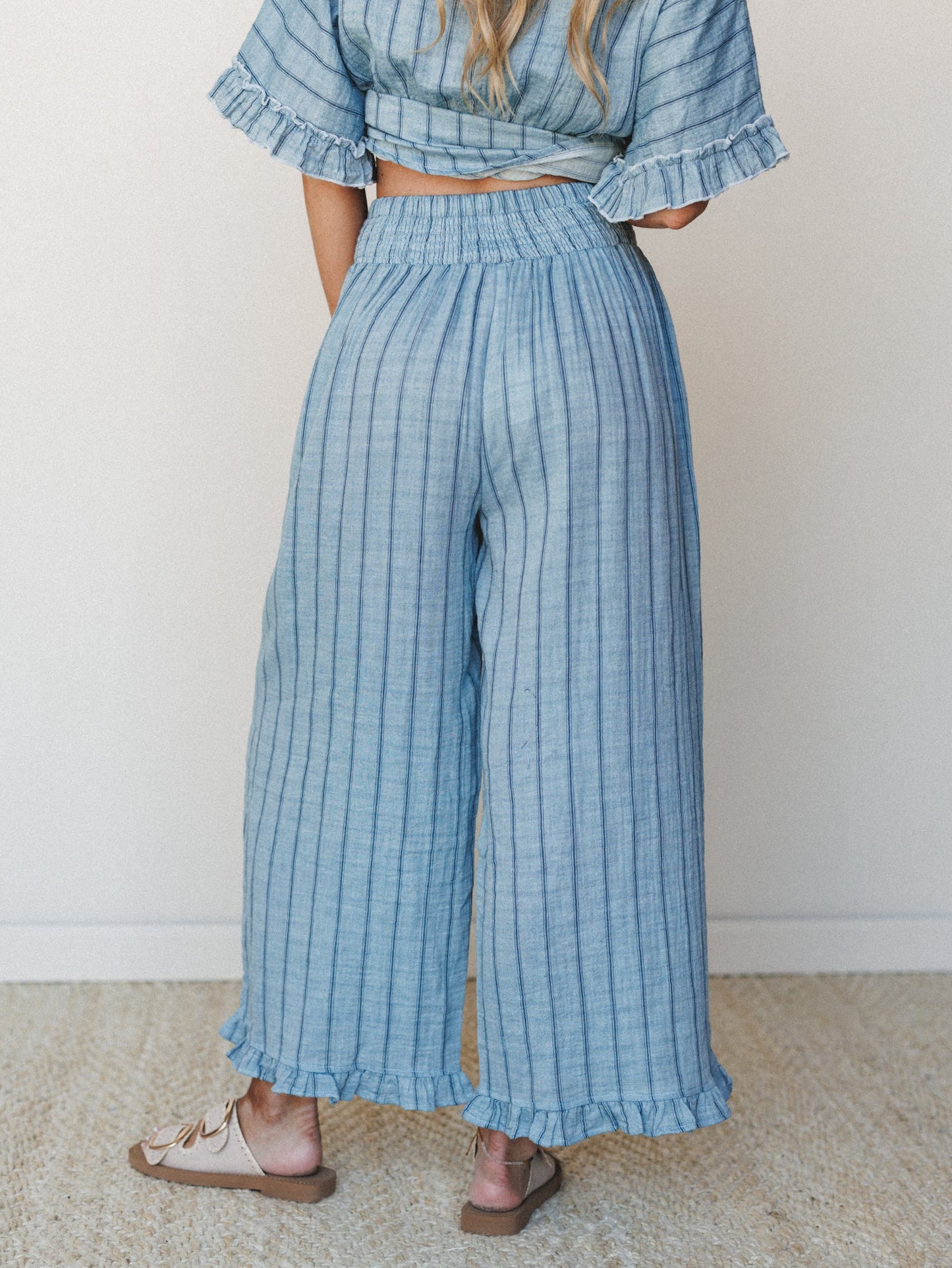 Beachy Breeze Striped Pants - Denim