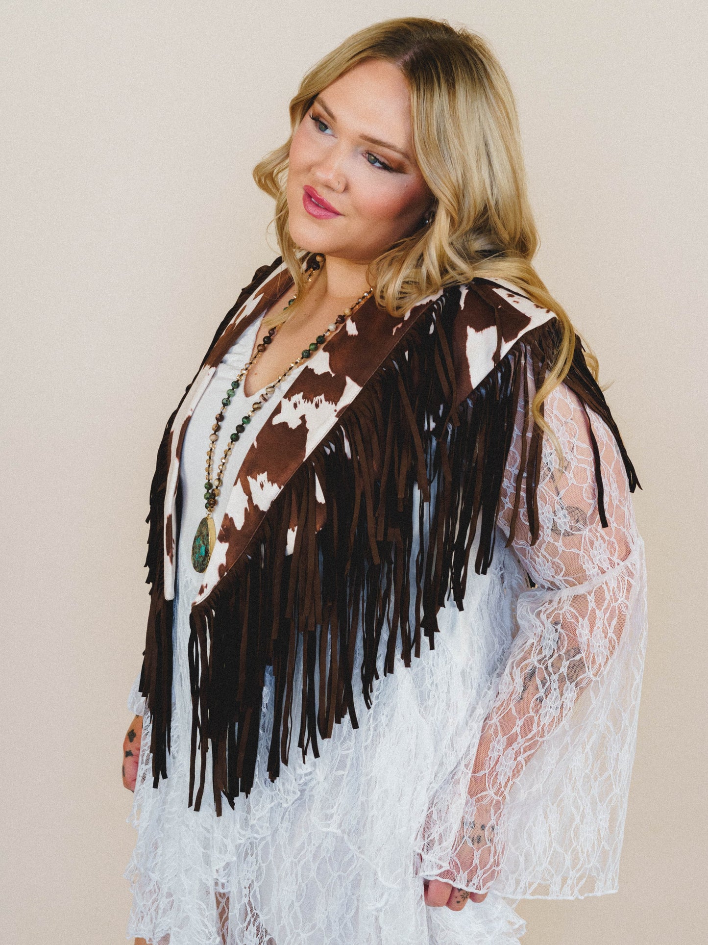 Cowgirl On the Loose Printed Poncho - Chocolate