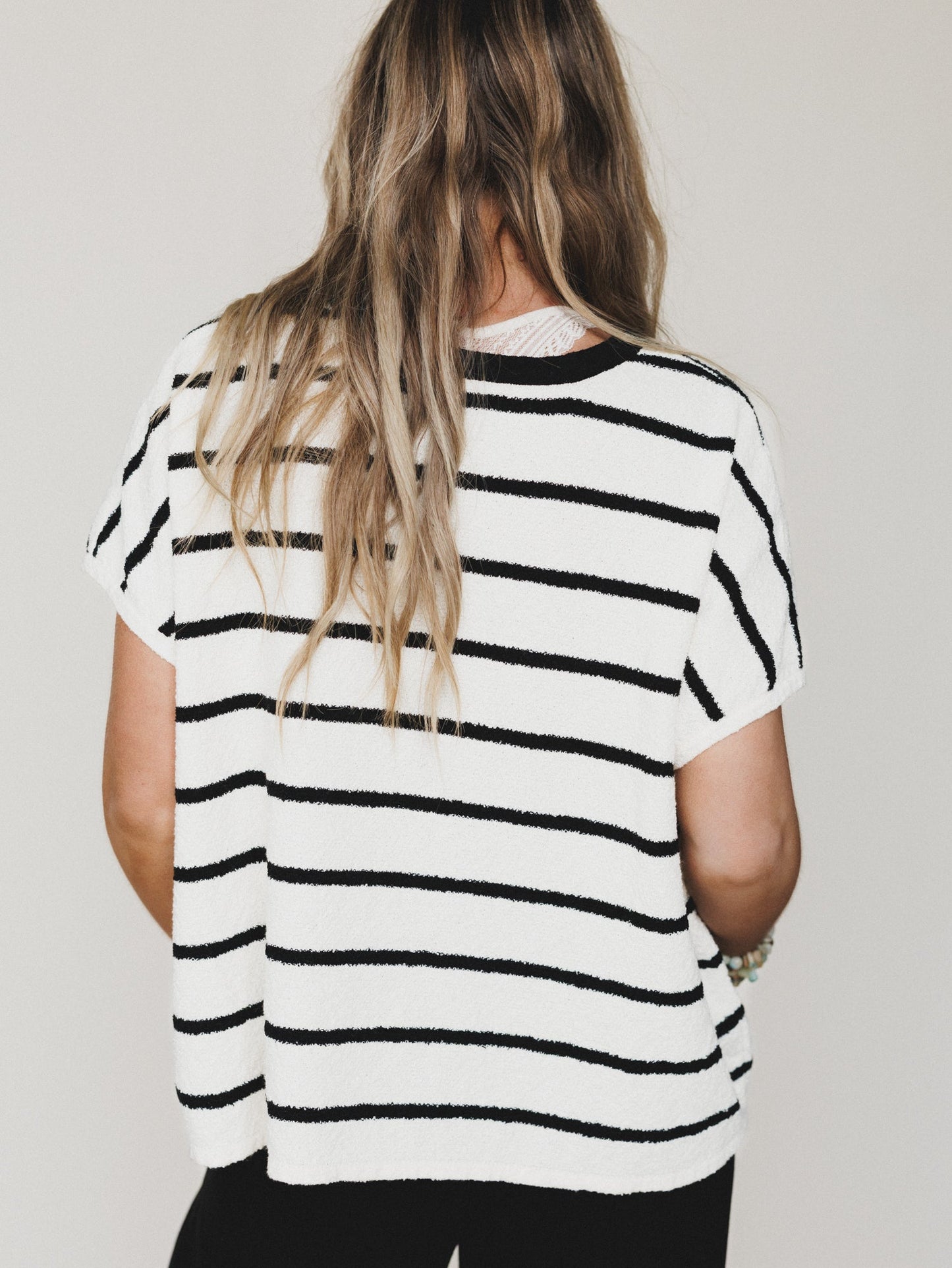 Driftwood Stripe Sweater Top - Black