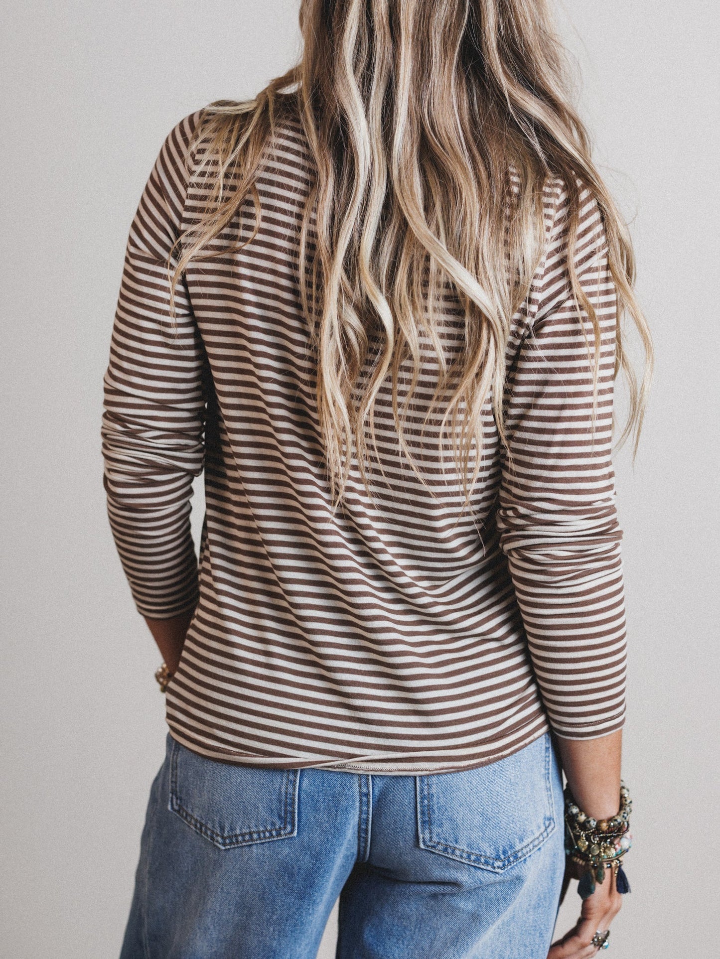 Dream Again Striped Top - Mocha