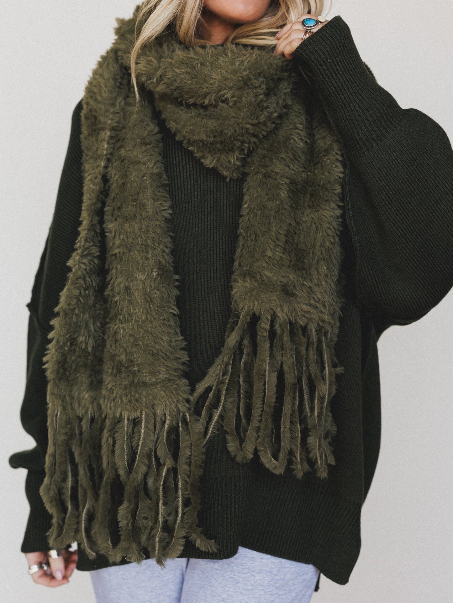 Cozy In The Cold Scarf - Olive