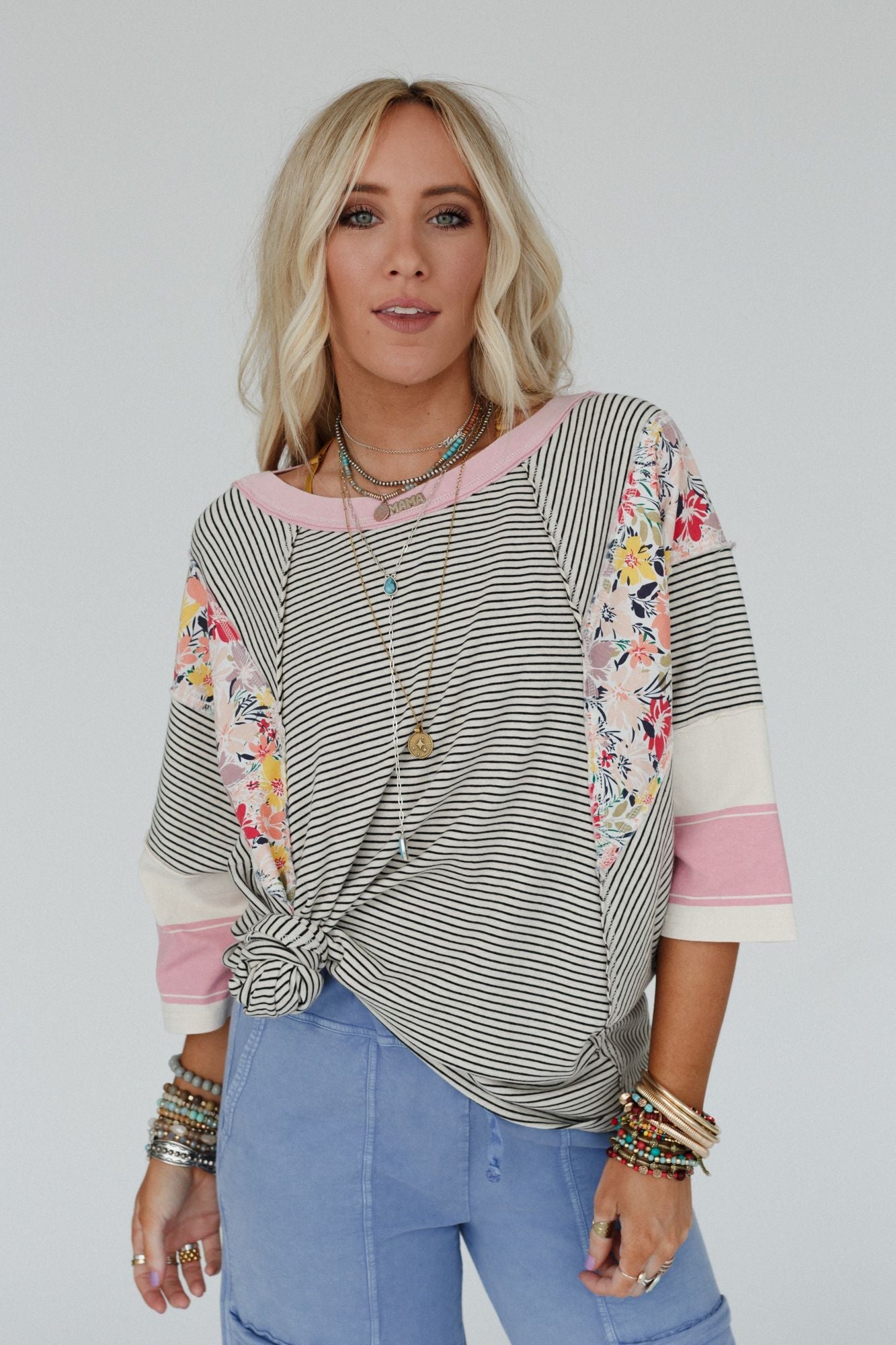 Britt Patchwork Top - Oat