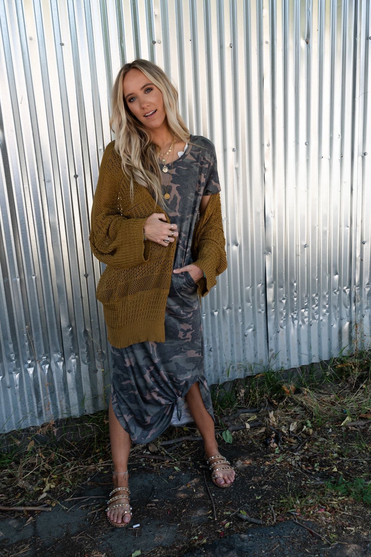 Brenden Knit Netted Cardigan - Brown - Pre Order