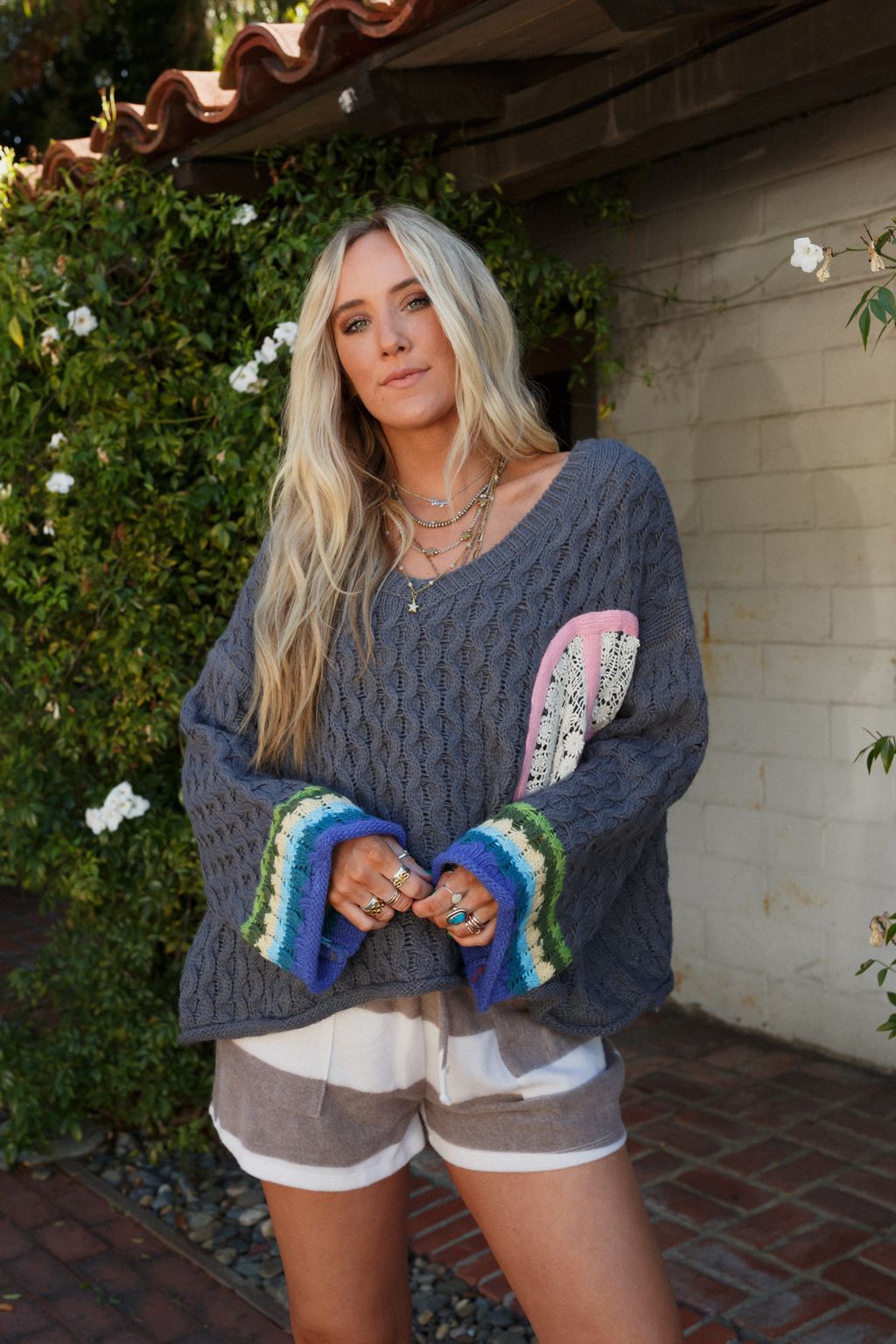 Harmony Peace Patch Sweater - Charcoal