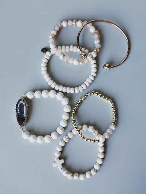 Aspen Bracelet Set - White - Pre Order
