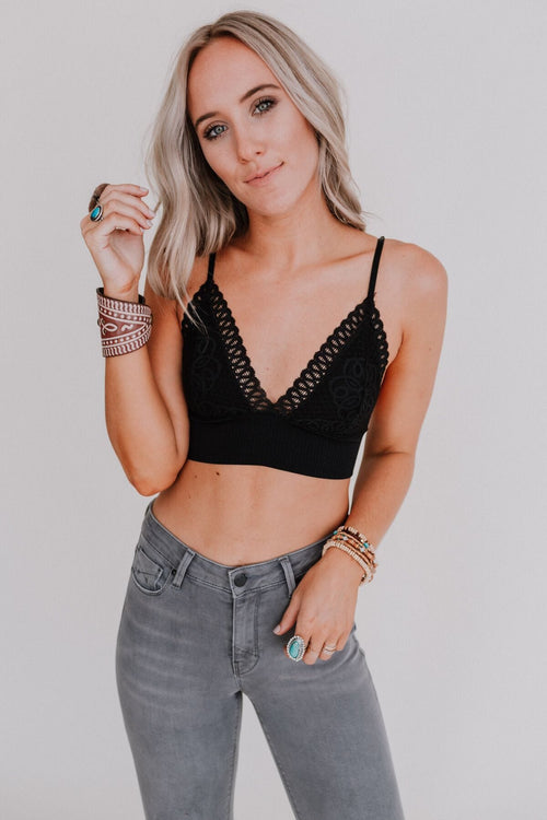 Audra Waistband Loop Lace Bralette - Black - Pre Order