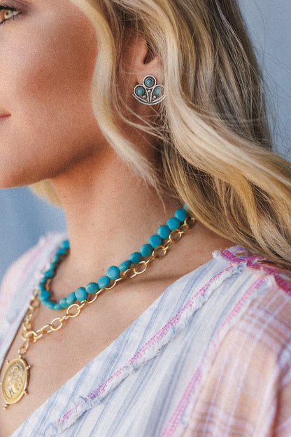 Desert Lily Earrings - Turquoise - Pre Order