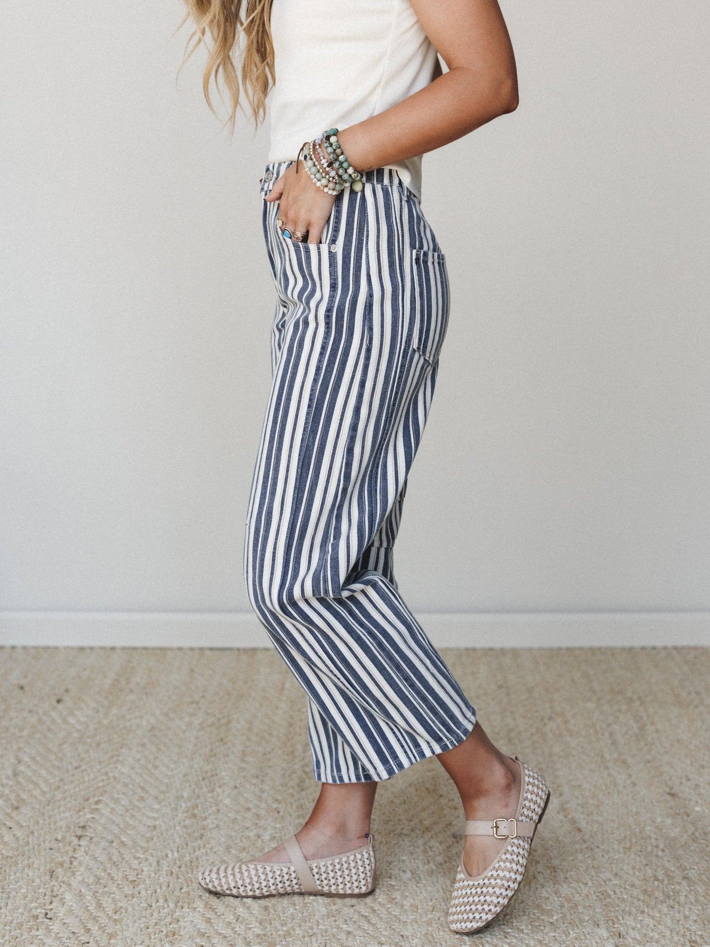 Boardwalk Stripe Pants - Navy Stripe