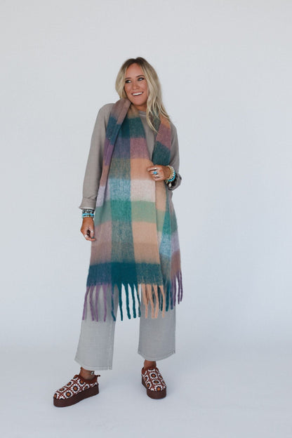 Everest Cozy Plaid Scarf - Green