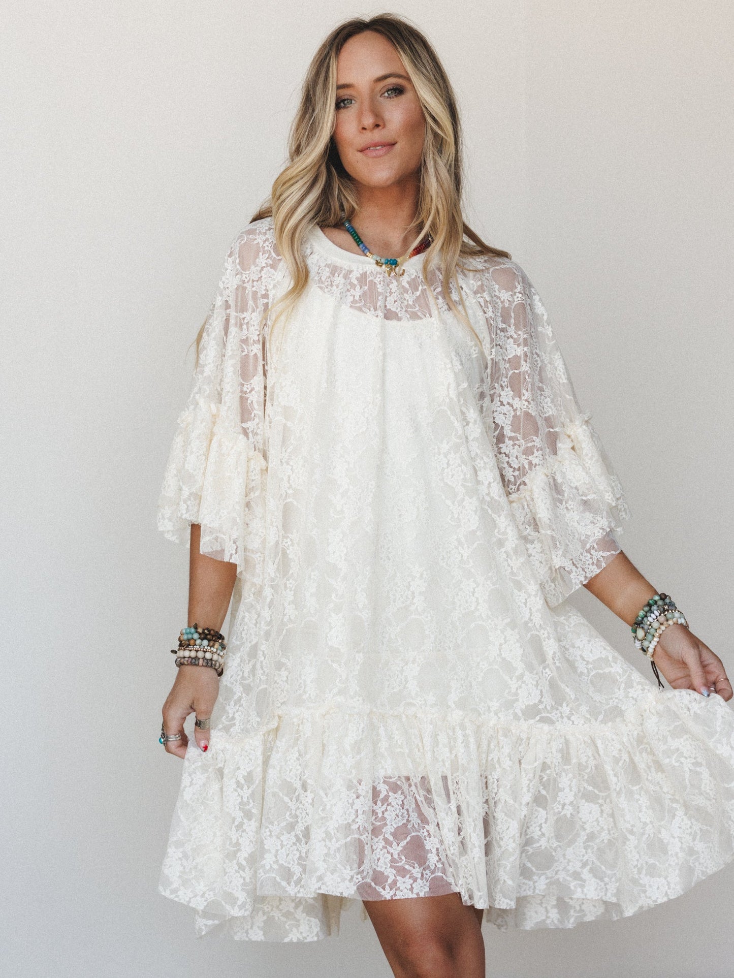 Days in Love Lace Layering Dress  - Cream