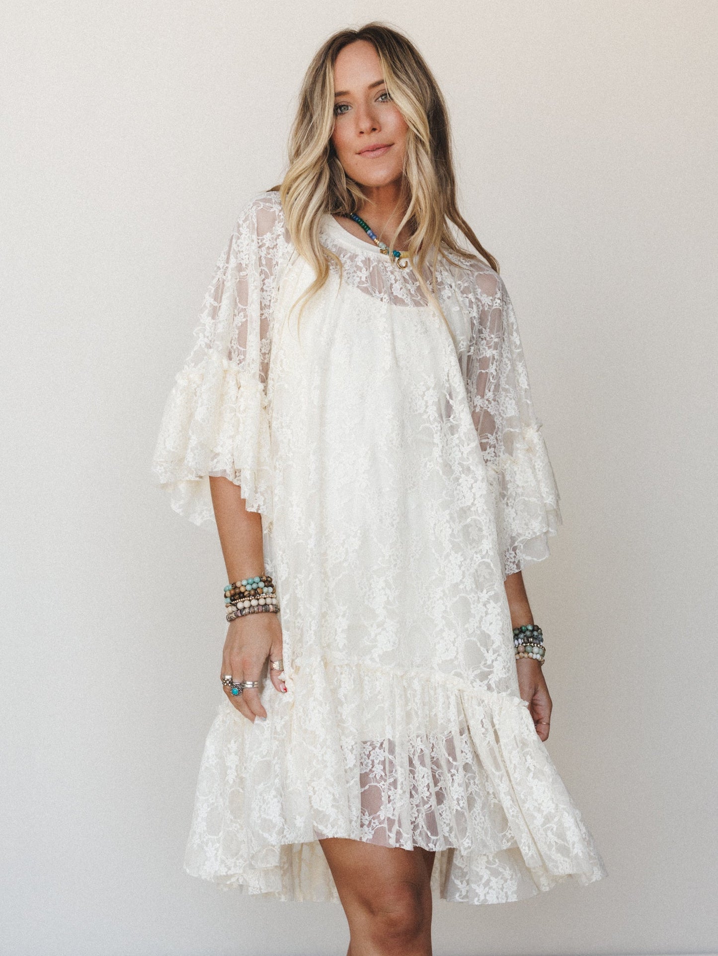 Days in Love Lace Layering Dress  - Cream