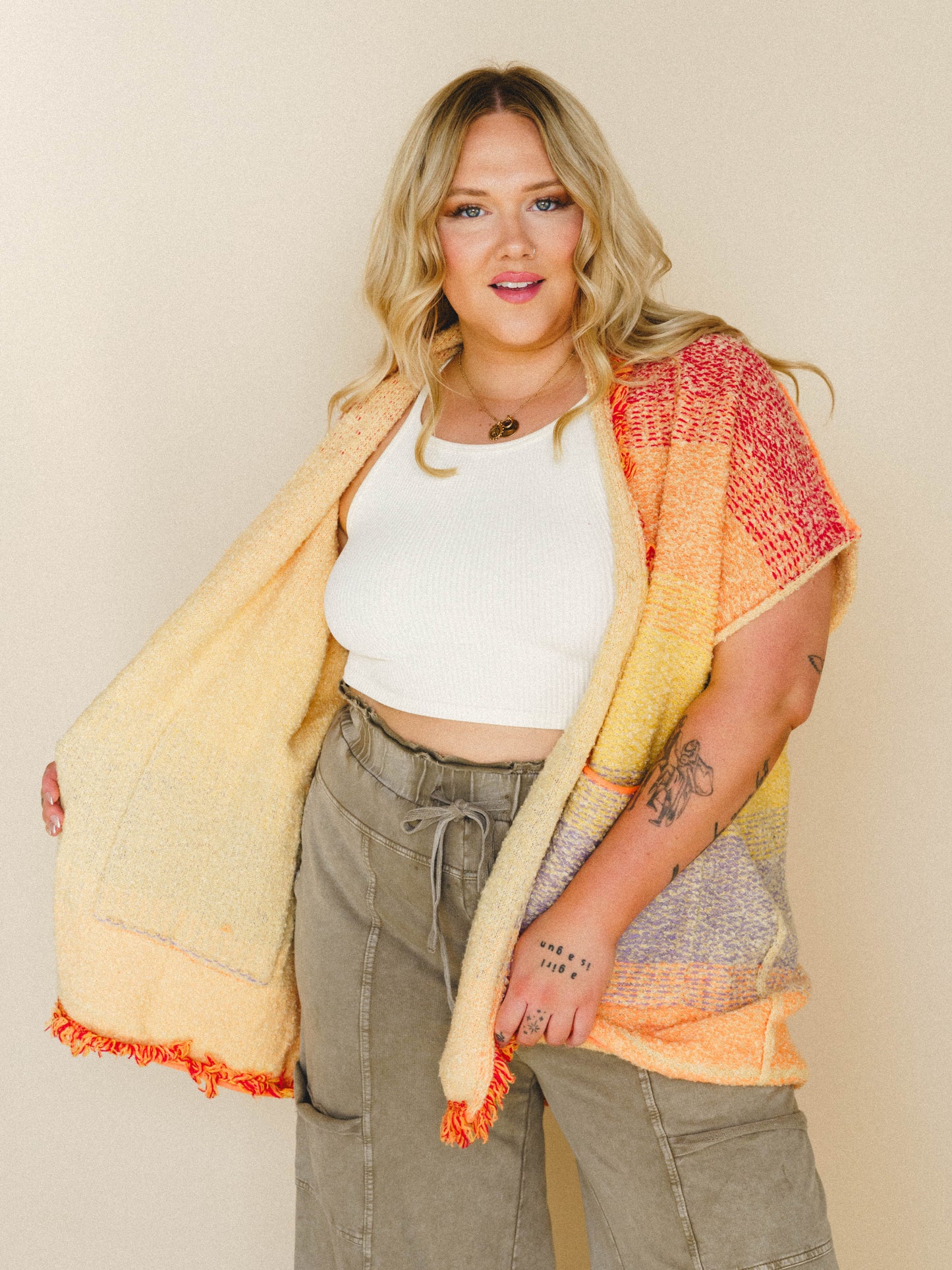 Desert Dune Sweater Duster - Orange Multi