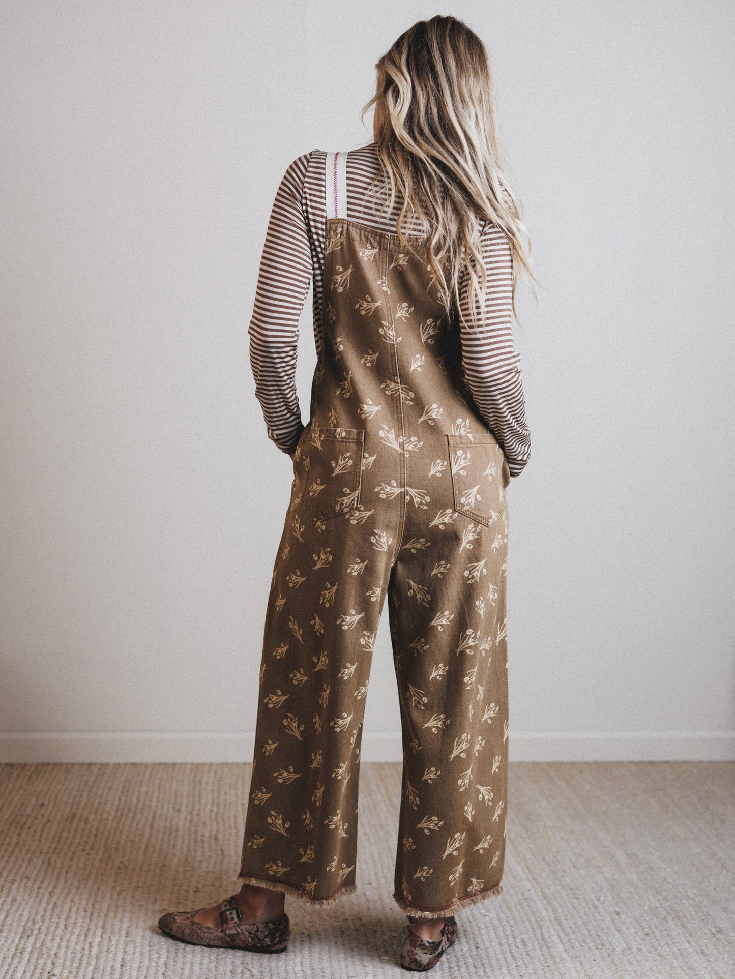 Floral Frenzy Jumpsuit - Olive Grey