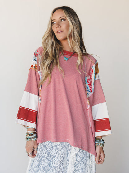 Britt Patchwork Top - Red
