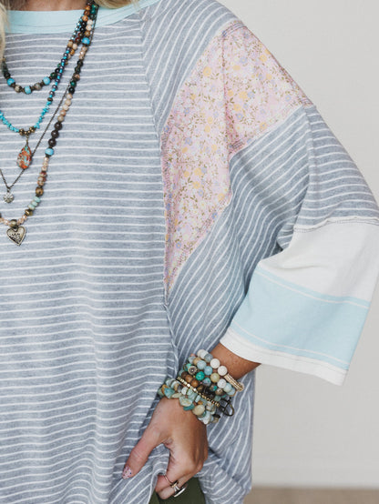 Britt Patchwork Top - Heather Gray