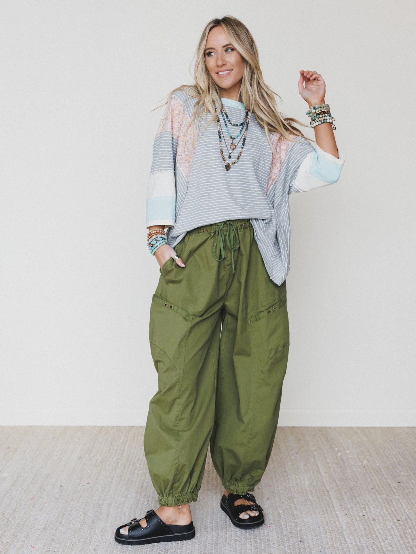 Britt Patchwork Top - Heather Gray