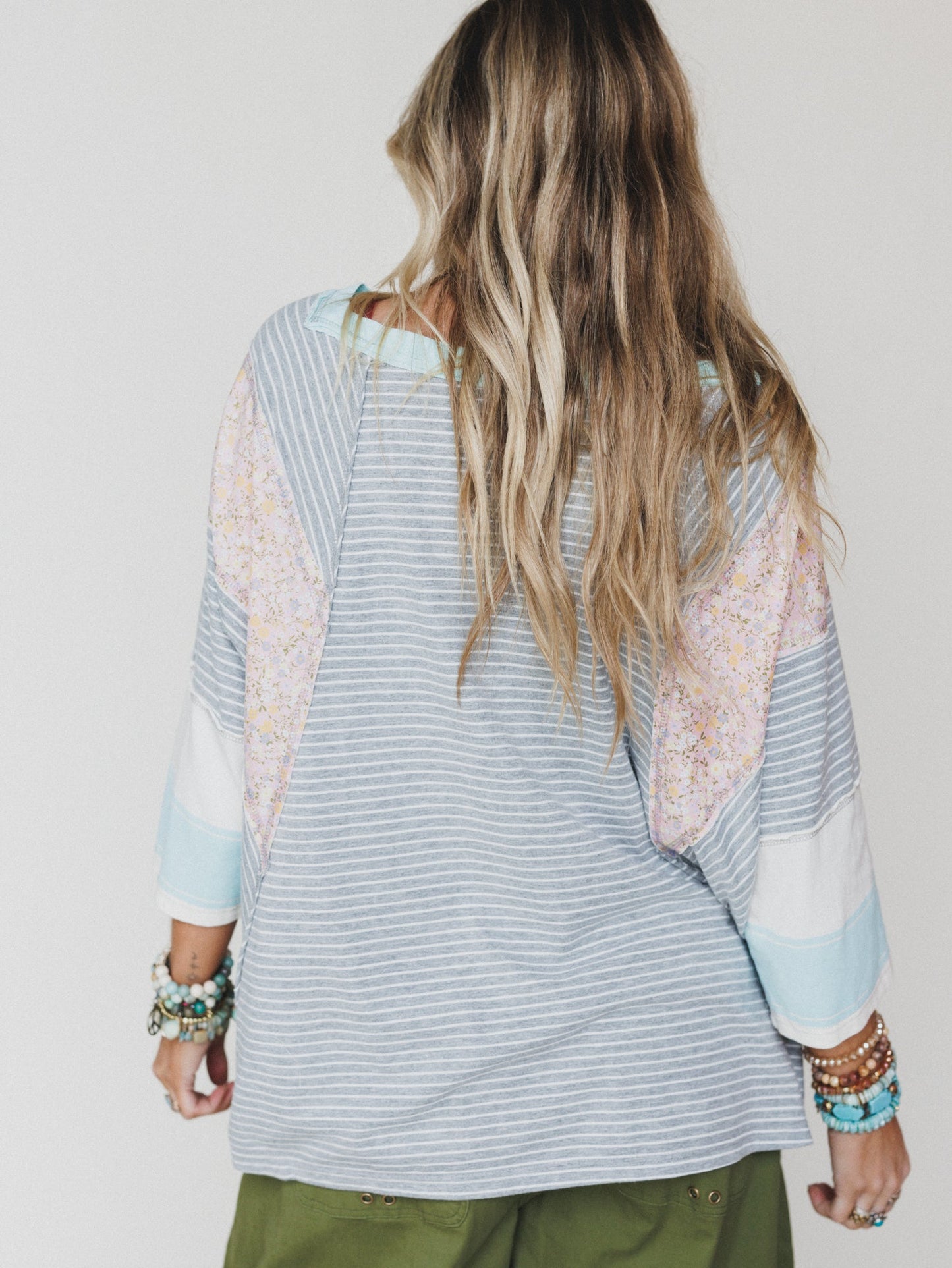 Britt Patchwork Top - Heather Gray