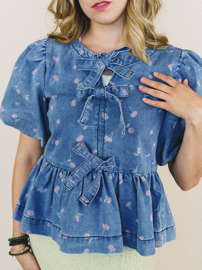 Blooming Beginnings Blouse - Washed Denim