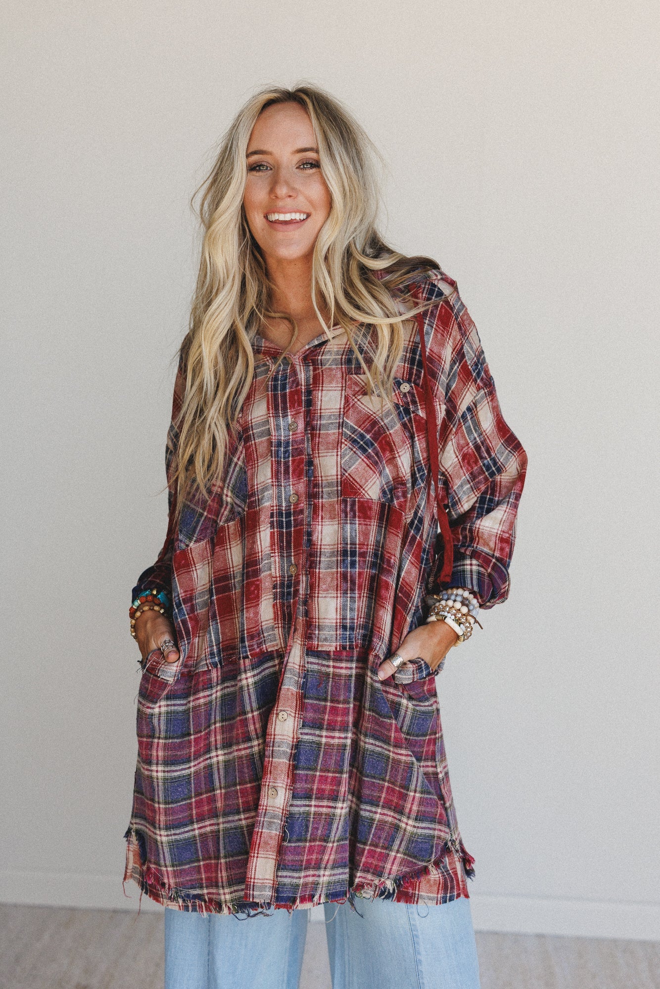 Driftwood Plaid Top - Red - Pre Order