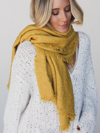Cabin Calling Blanket Scarf - Mustard