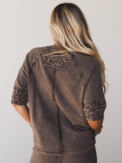 Cosmic Drift Patchwork Top - Brown
