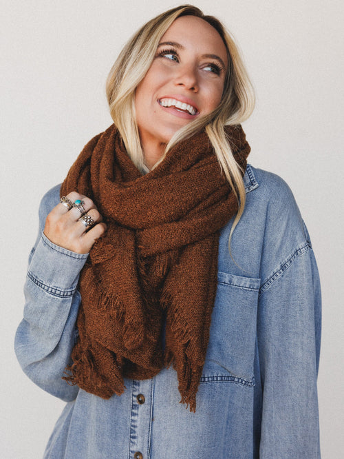 Cabin Calling Blanket Scarf - Camel - Pre Order