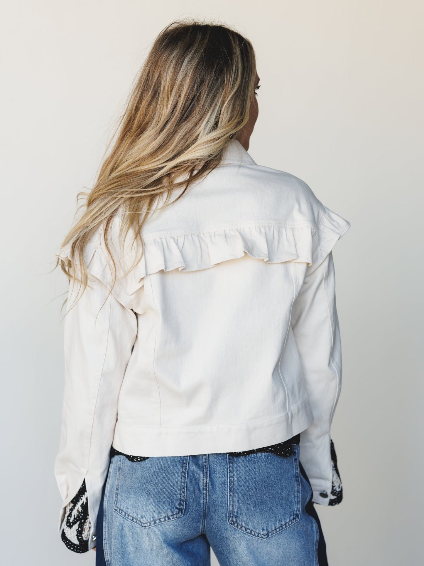 Home On the Range Ruffle Jacket  - Ecru
