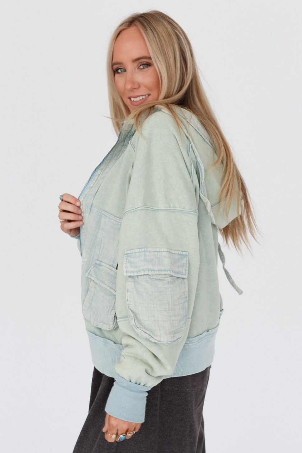 Adventure Awaits Hooded Jacket - Washed Blue
