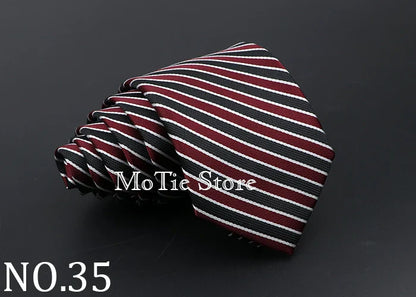 Classic Tie For Men Business Solid Color Stripe Plaid Dots 7cm Jacquard Wedding Dress Necktie Daily Wear Cravat Accessories Gift