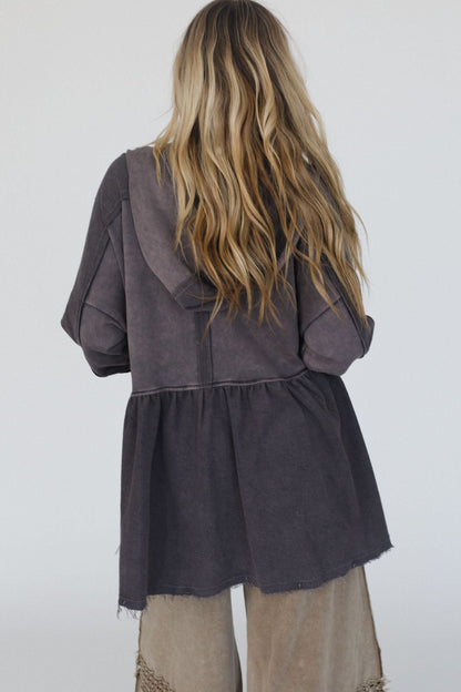 Annie Zip Up Hoodie Shacket - Gray - Pre Order
