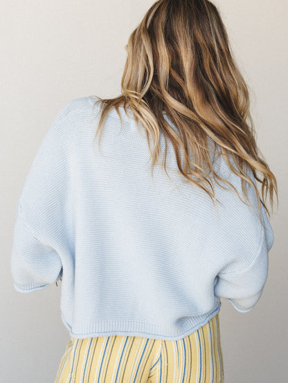 Darling Days Button Down Sweater - Blue