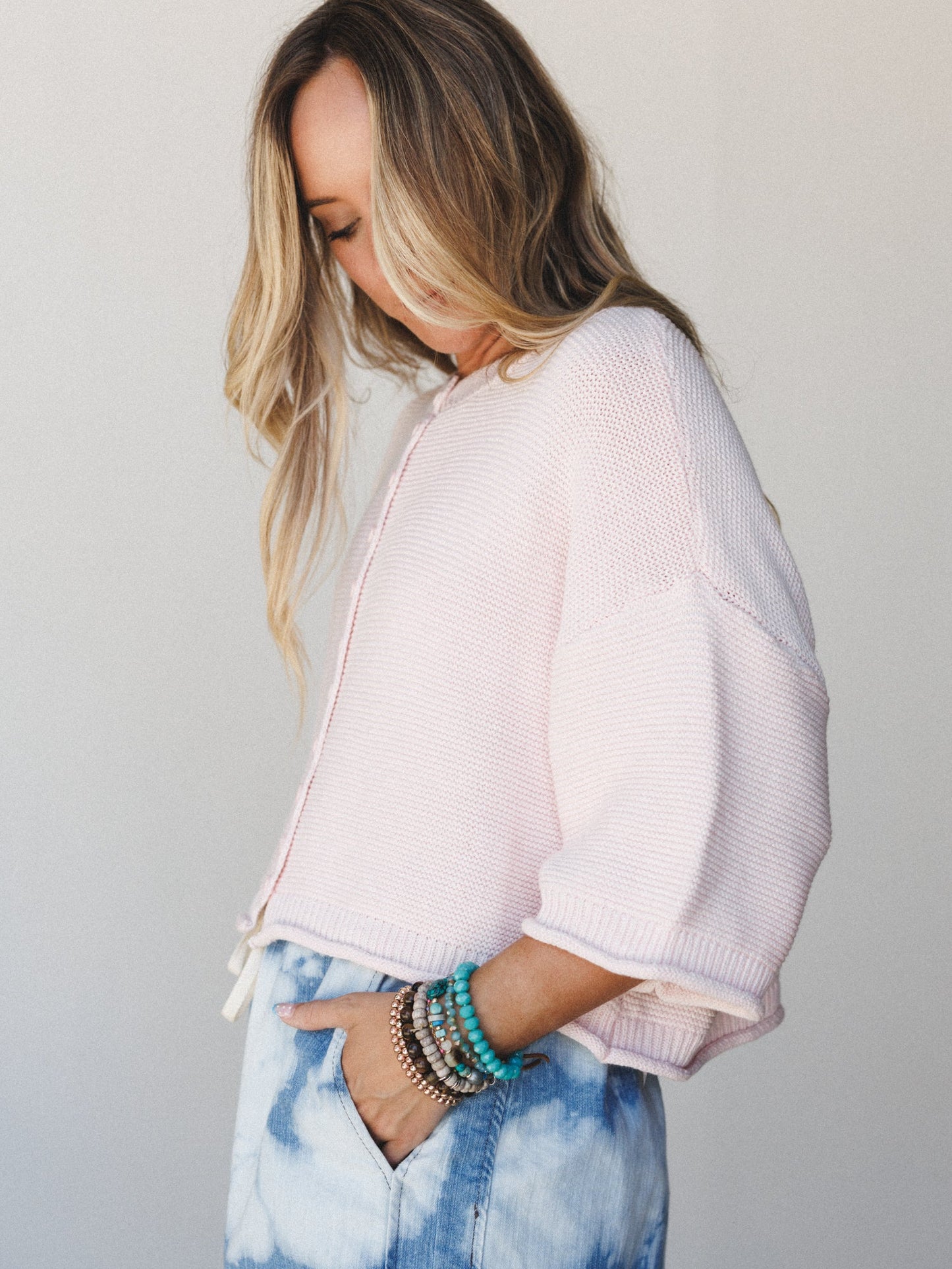 Darling Days Button Down Sweater - Pink