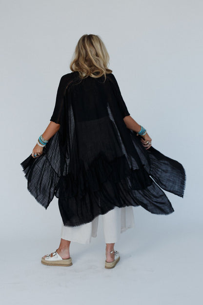 Gwen Ruffle Kimono - Black