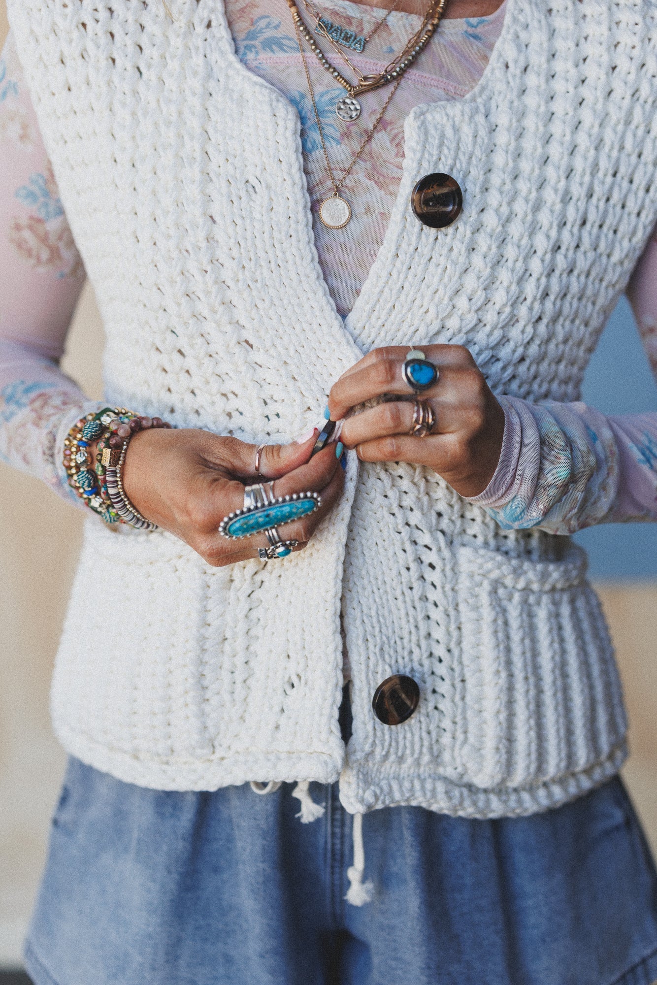 Eloria Knit Sweater Vest - Cream