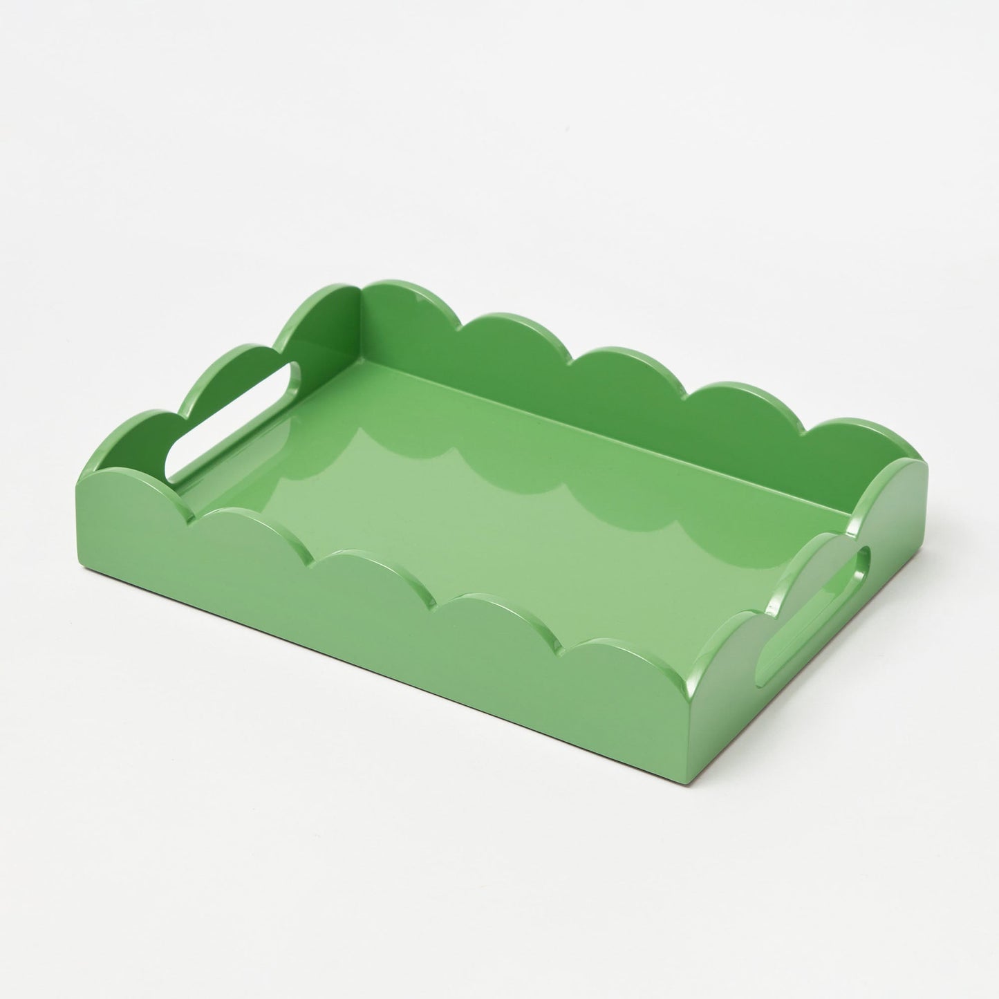 Green Small Scalloped Lacquer Tray