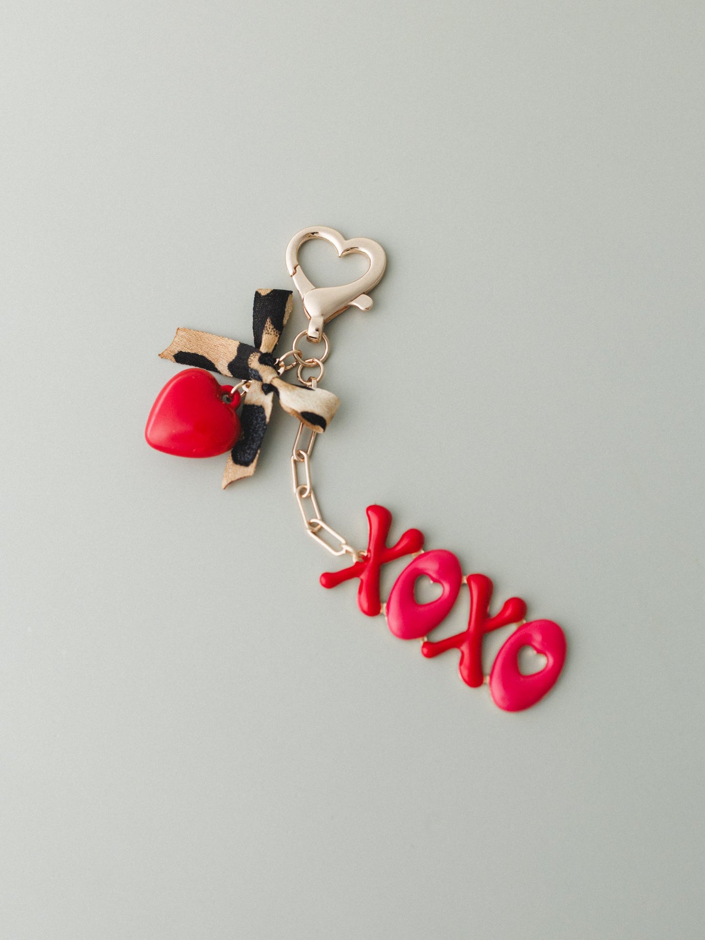 Heart Wishes Bag Charm - Gold Red