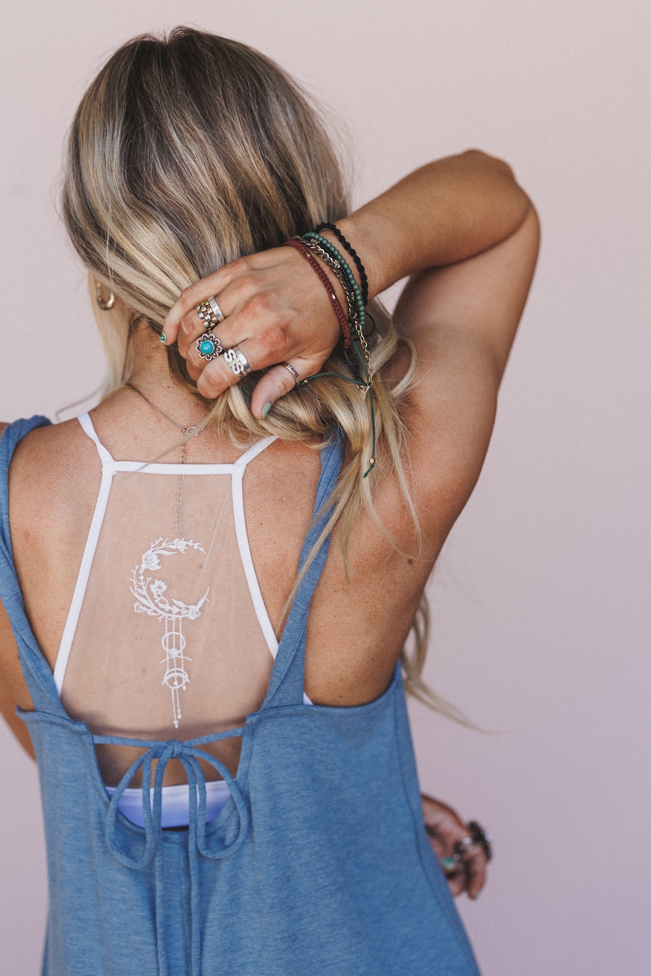 Crescent Moon Tattoo Bralette - White