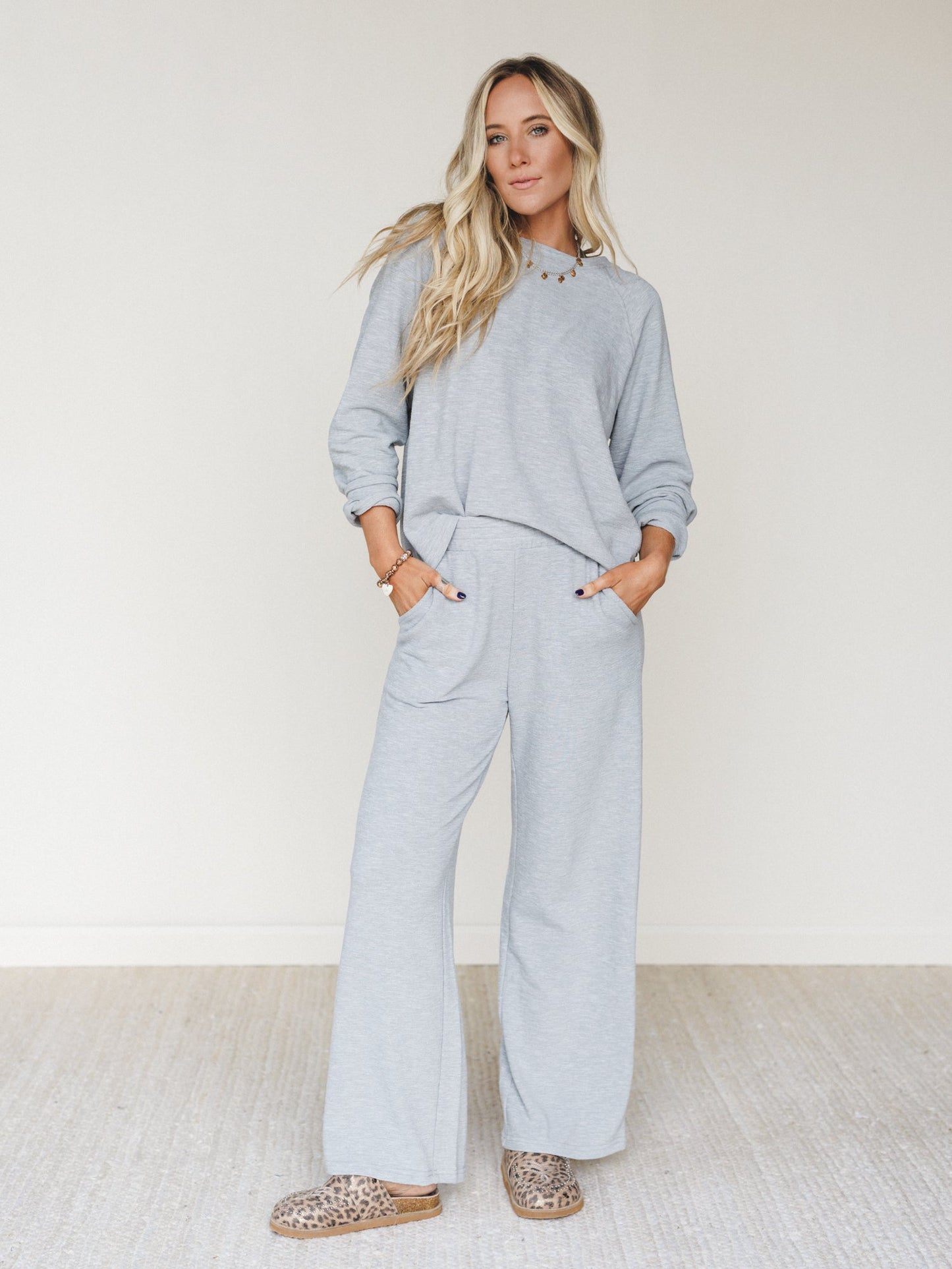 Here To Lounge Matching Set - Heather Gray