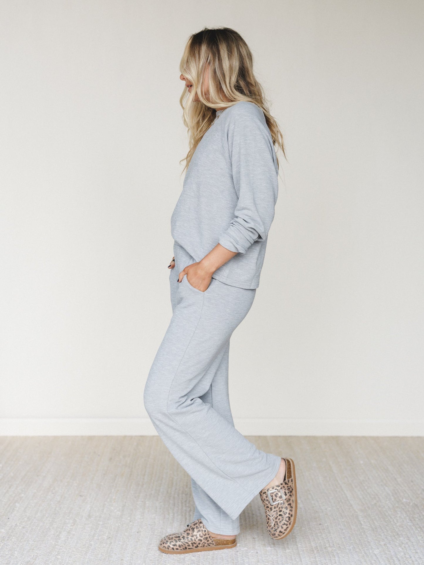Here To Lounge Matching Set - Heather Gray