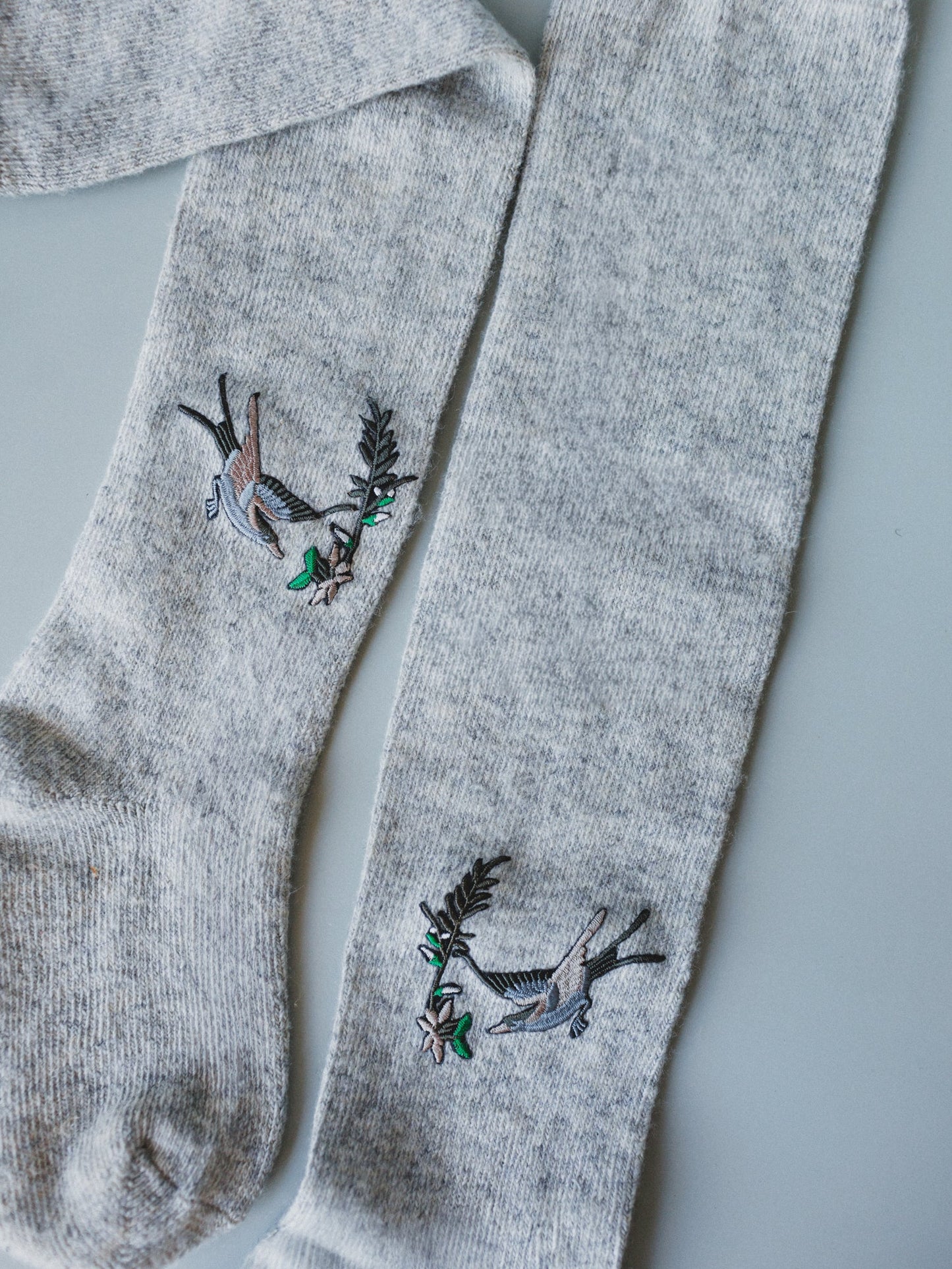 Birds Of A Feather Knee High Socks - Heather Gray