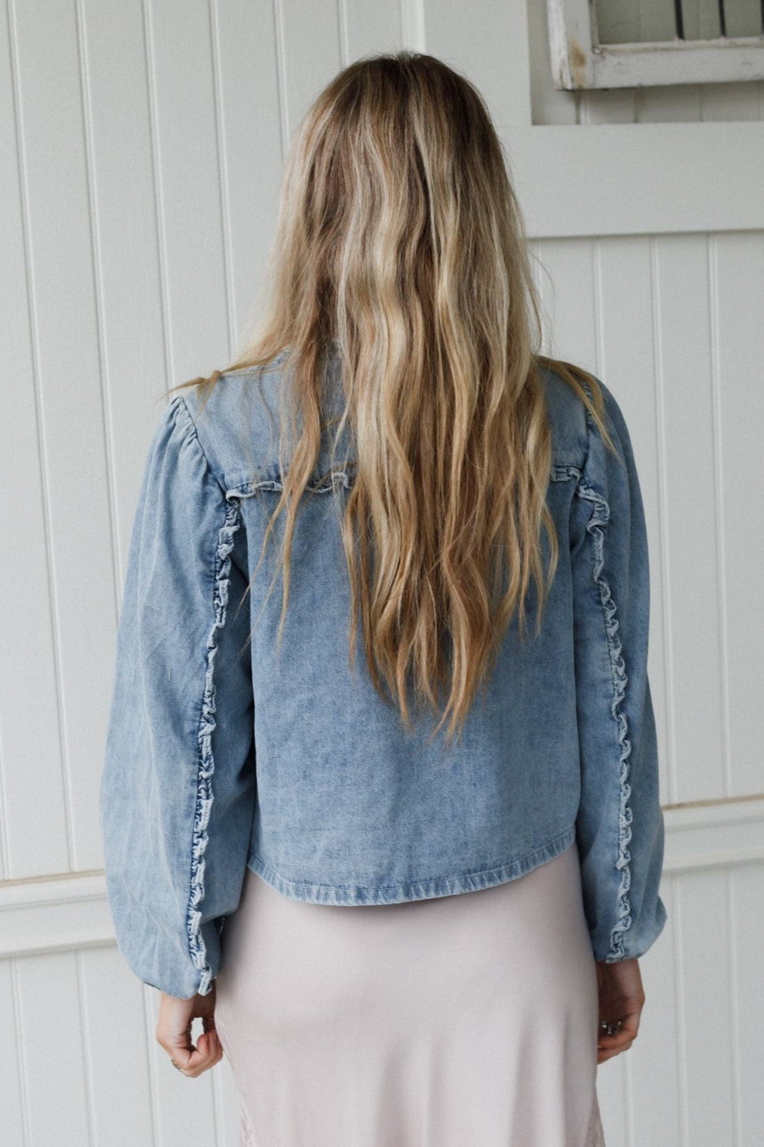 Adrian Tie Front Denim Jacket - Light Denim