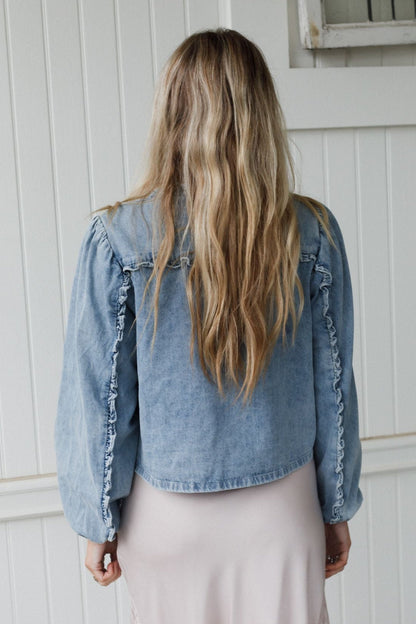 Adrian Tie Front Denim Jacket - Light Denim