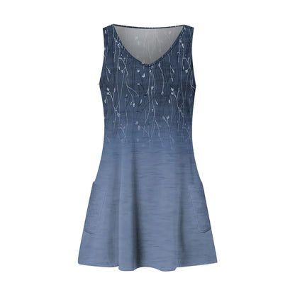 Dresses For Women 2024 Fashion Women'S Casual Print Summer Bohemian Beach Dress With Pockets V Neck Tank Dress Formal Dresses