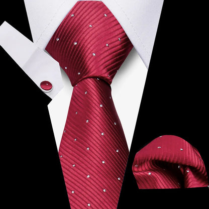 Elegant Ties For Men Gift Fashion Men Tie Set Striped Luxury Necktie Handchief Cufflinks 3 Pcs Business Wedding Suit Accessories