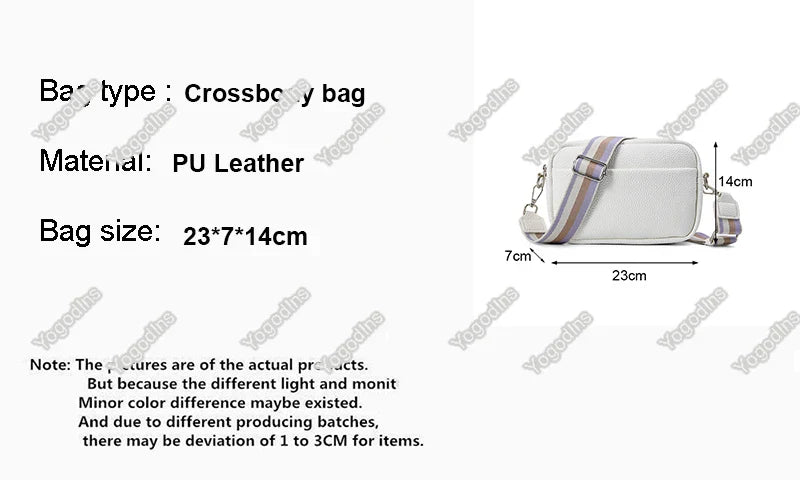 Fashion Hit Color Shoulder Bags for Women Female PU Leather Crossbody Messenger Bags Small Handbag Wide Strap Purse