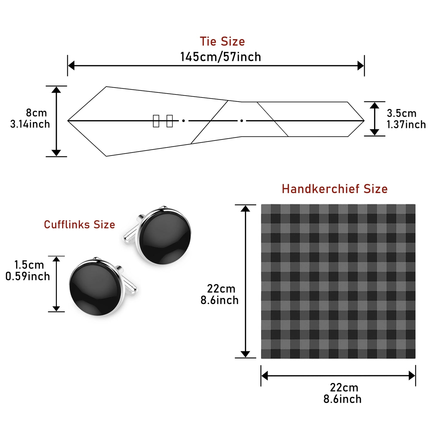 Hot Sale Holiday Gift Tie Pocket Squares Cufflink Set Necktie Dot Man Dark Grey Wedding Accessories Performance