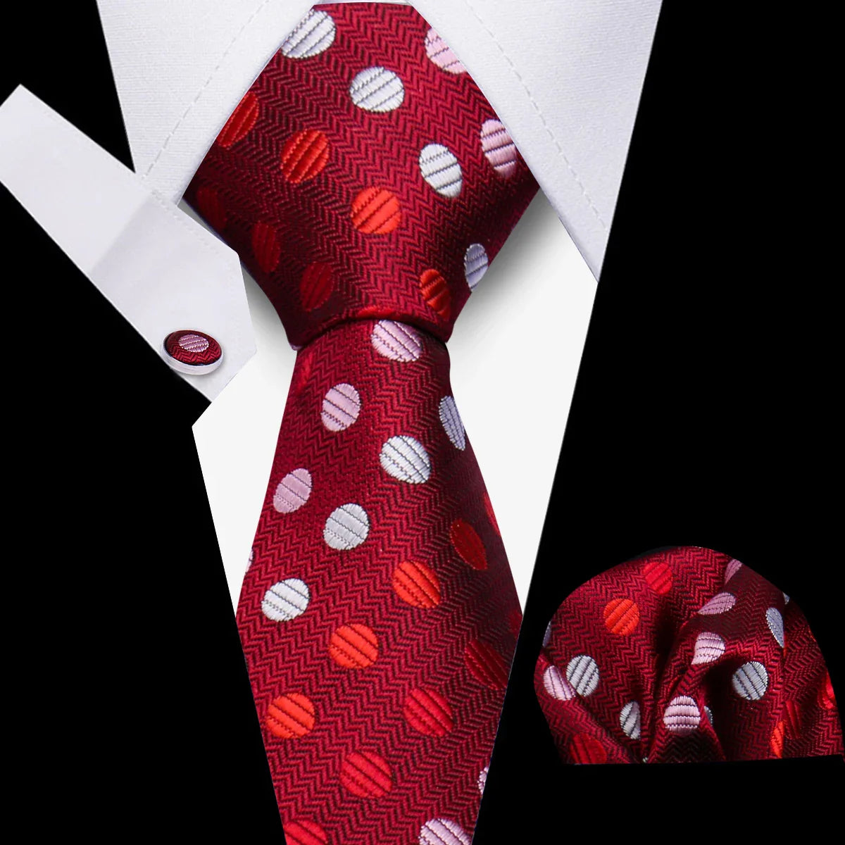 Elegant Ties For Men Gift Fashion Men Tie Set Striped Luxury Necktie Handchief Cufflinks 3 Pcs Business Wedding Suit Accessories