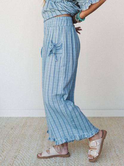Beachy Breeze Striped Pants - Denim